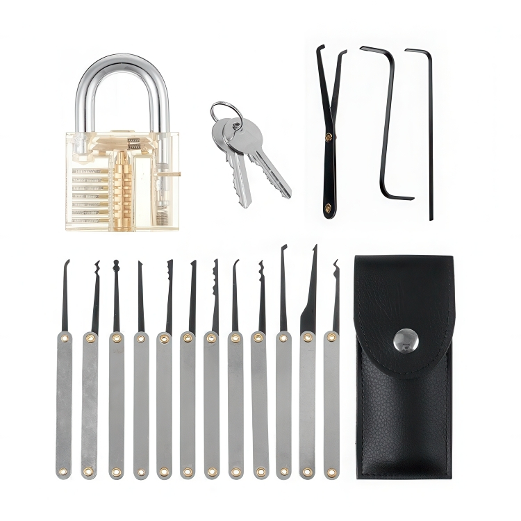 Transparent øvingslås med treningsverktøy 19-deler