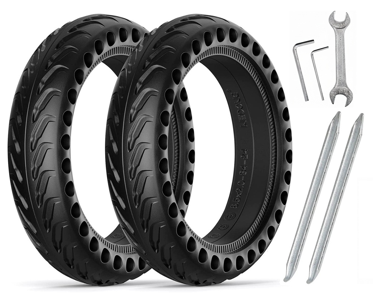 2-Pack Punkteringsfria 8.5" Däck för Xiaomi M365/M365 Pro + Verktyg Elsparkcykel