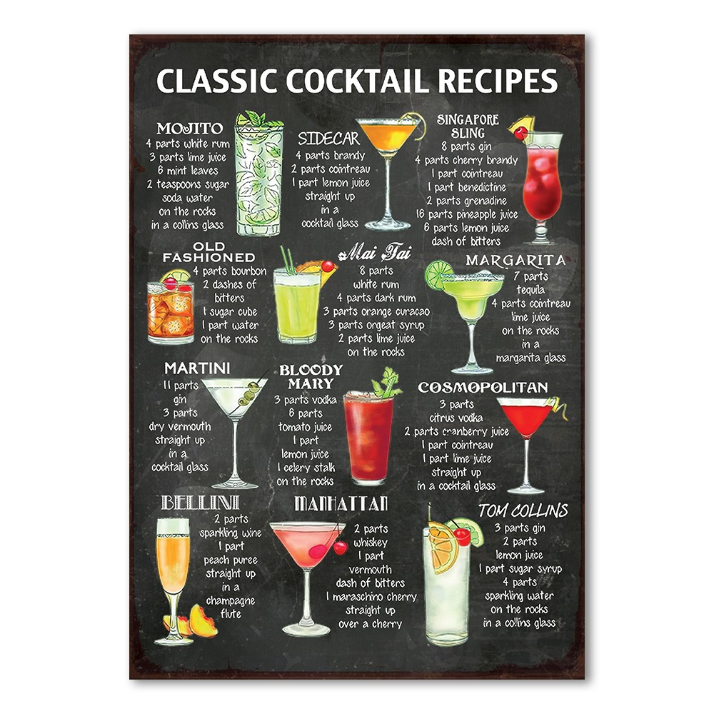 Skilt / Drinkmeny Cocktailoppskrifter