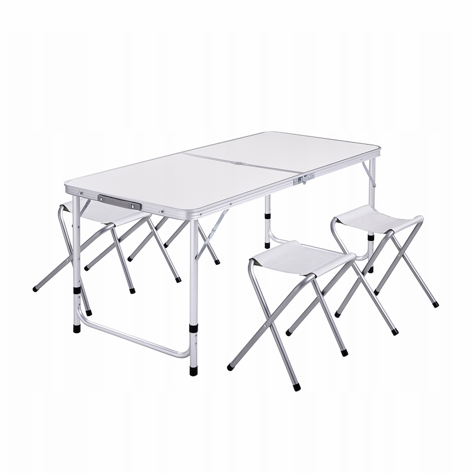 Hopfällbart campingbord med 4 pallar