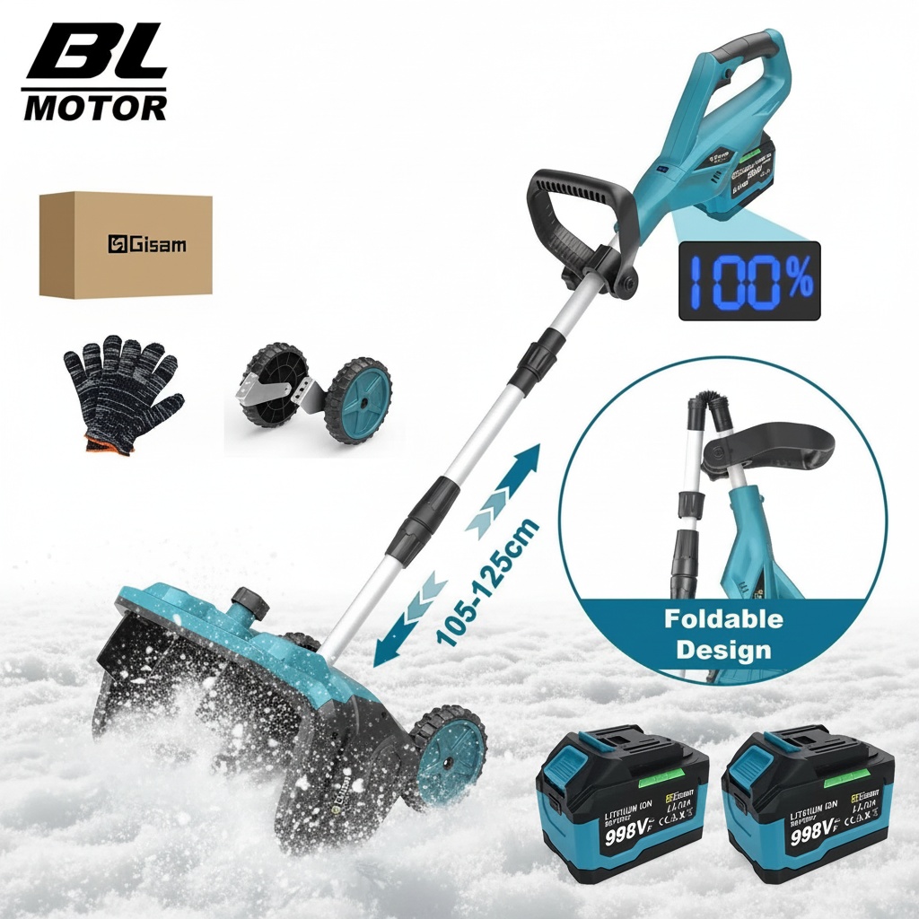 3500W 320MM 18V Borstlös Elektrisk Snöslunga – Sladdlös Snöborste Snöskyffel för