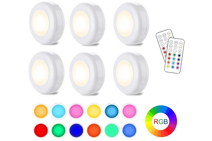 LED-spotlights 6st med 2 fjärrkontroller RGB Design många färger
