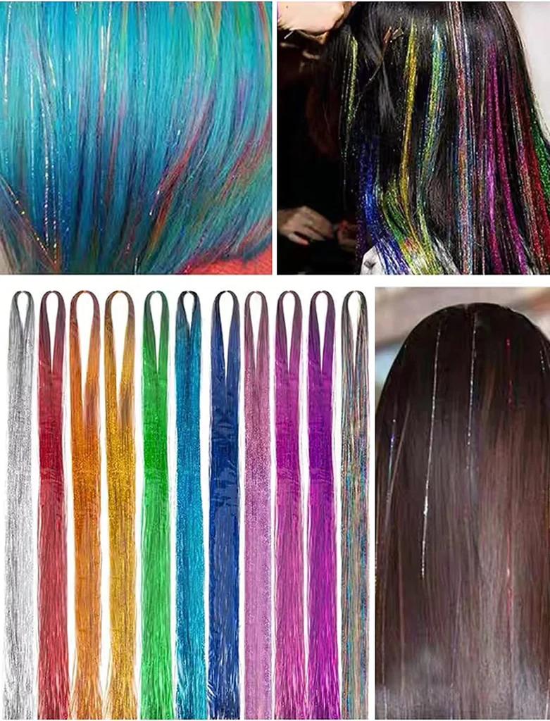 Glitter-extensions til håret, 12 farger (1 av 8)