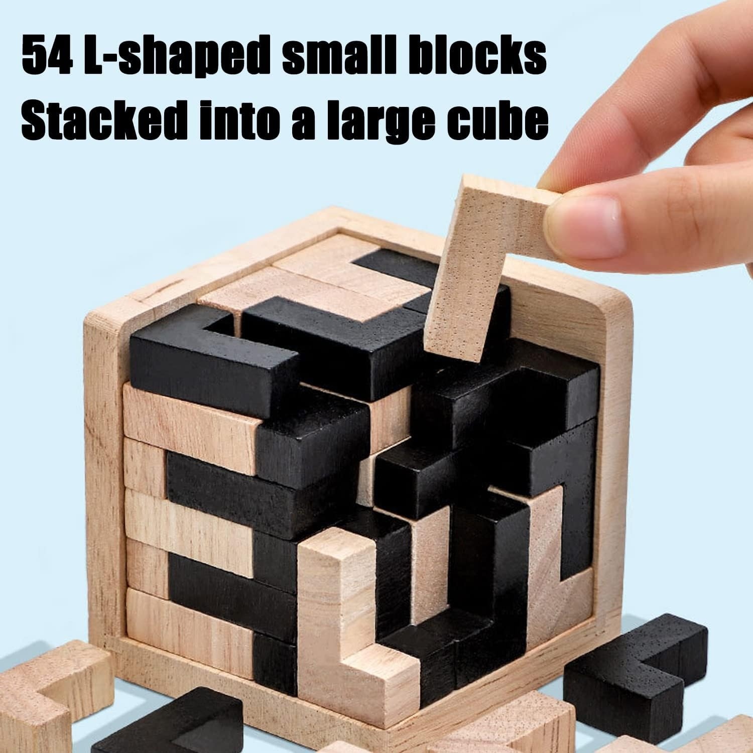 Träpusselkub 3D-pussel IQ-pussel Kreativ pedagogisk leksak 54 bitar (2 av 8)