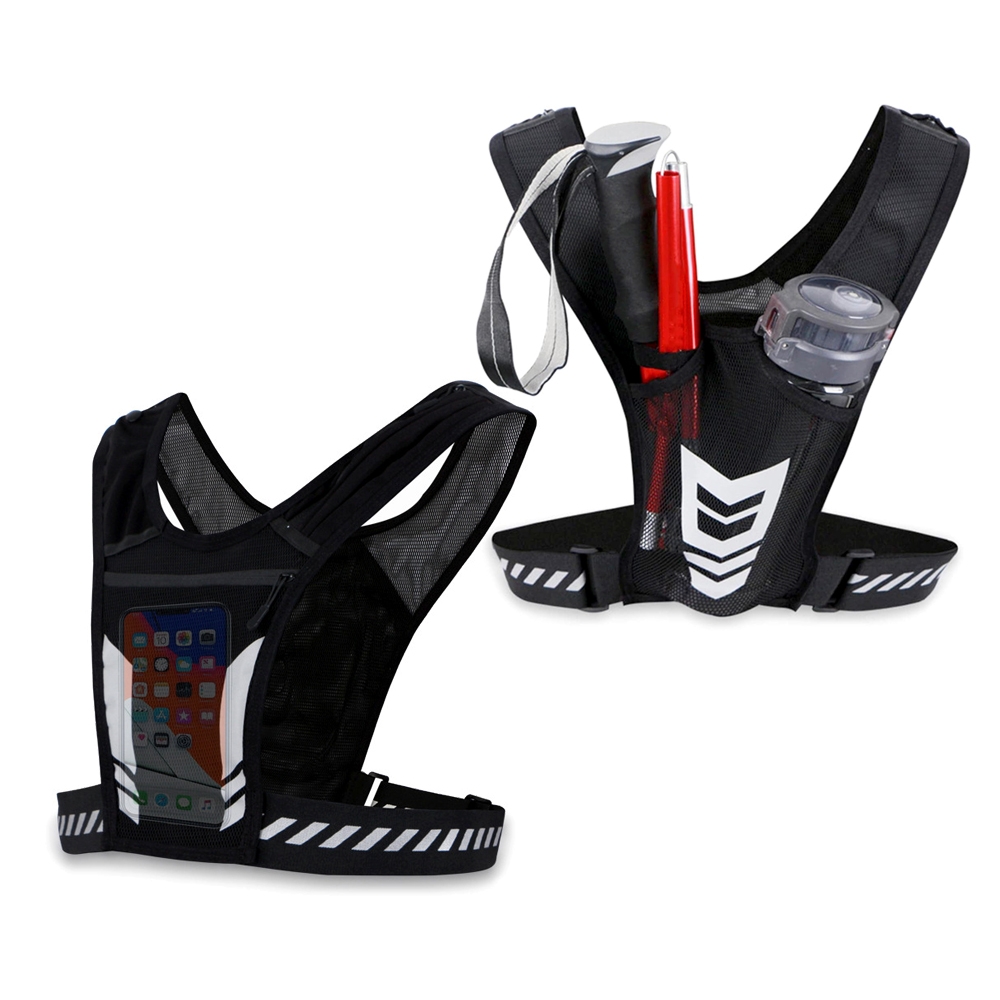 Product Image for Löparväst med reflexer, fickor och mobilhållare lättvikts mesh