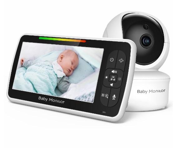 Babymonitor - Babyvakt med 5tum skärm Plug & Play Bebisvakt
