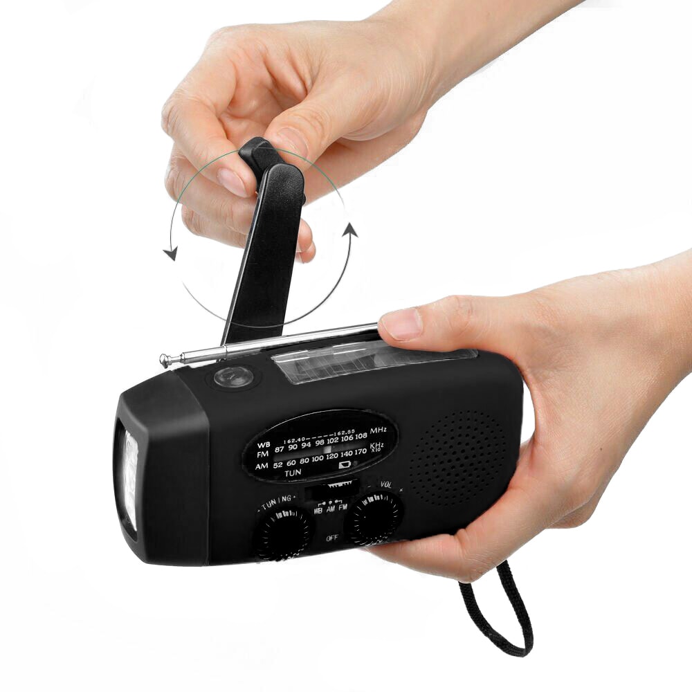 Vevradio FM/AM, drivs med handvev, solpanel eller USB (3 av 11)