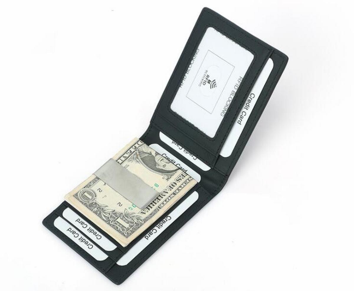 RFID carbon plånbok i äkta läder med pengaklipp (4 av 5)