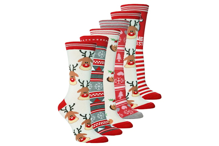 Sokker med juleprint 5-pack
