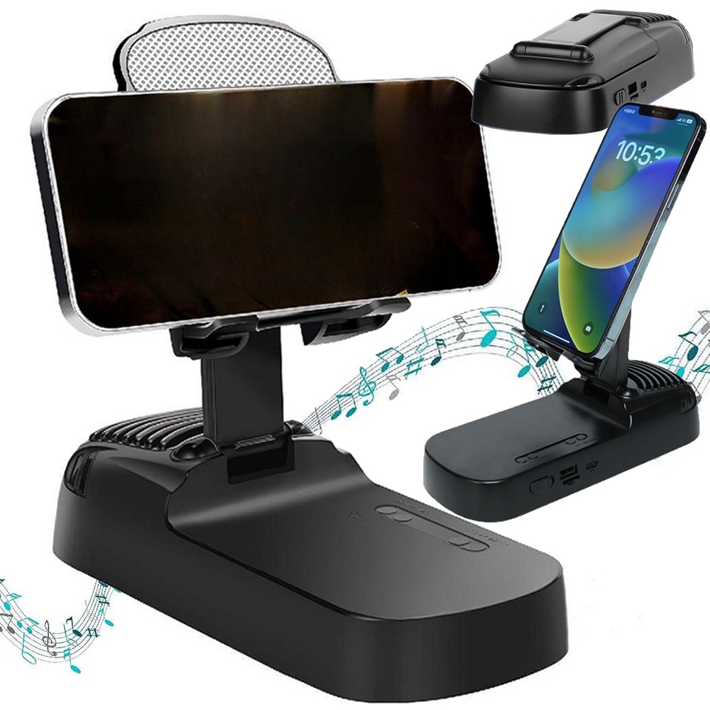 Mobilstativ med högtalare, Bluetooth och powerbank