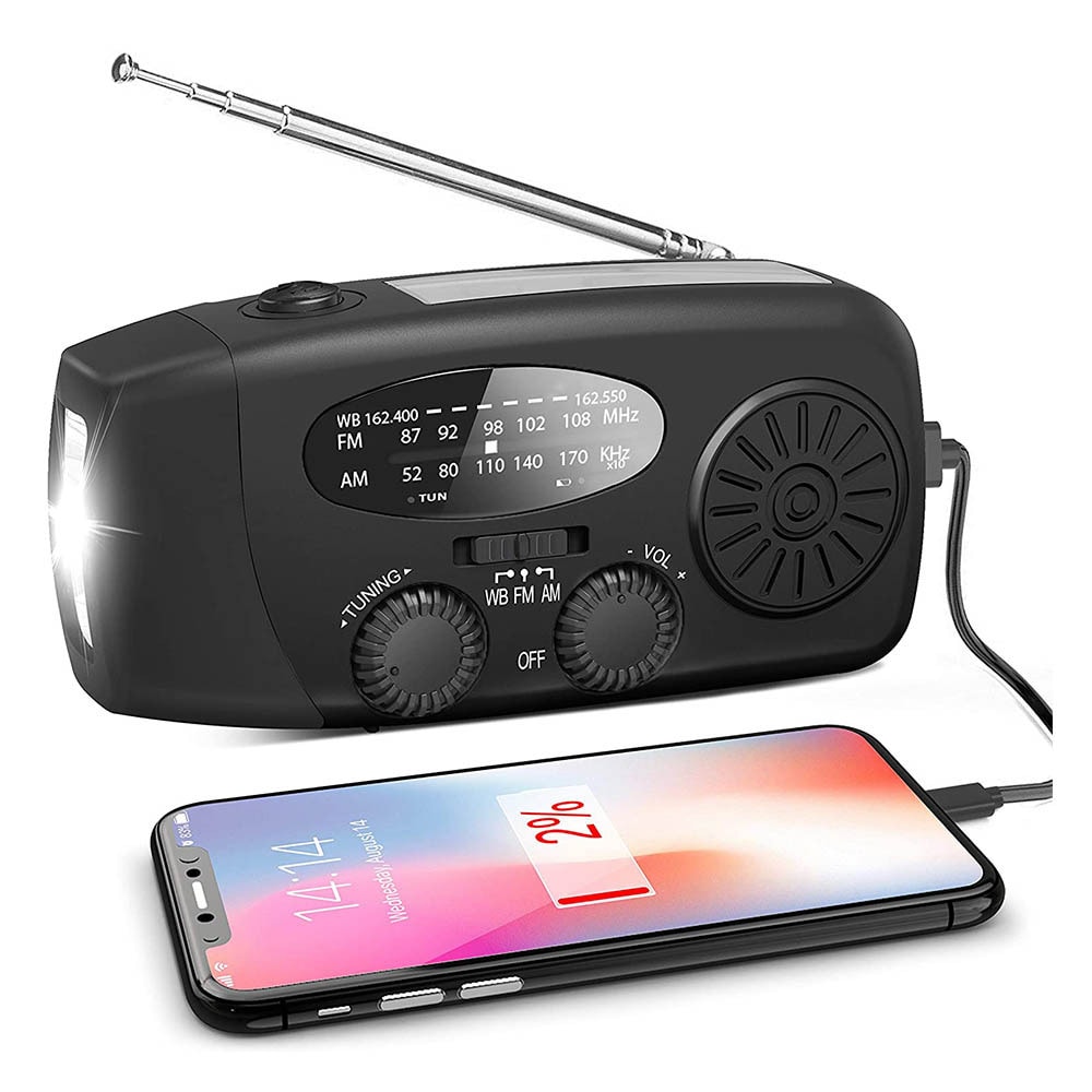 Vevradio FM/AM, drivs med handvev, solpanel eller USB (10 av 11)