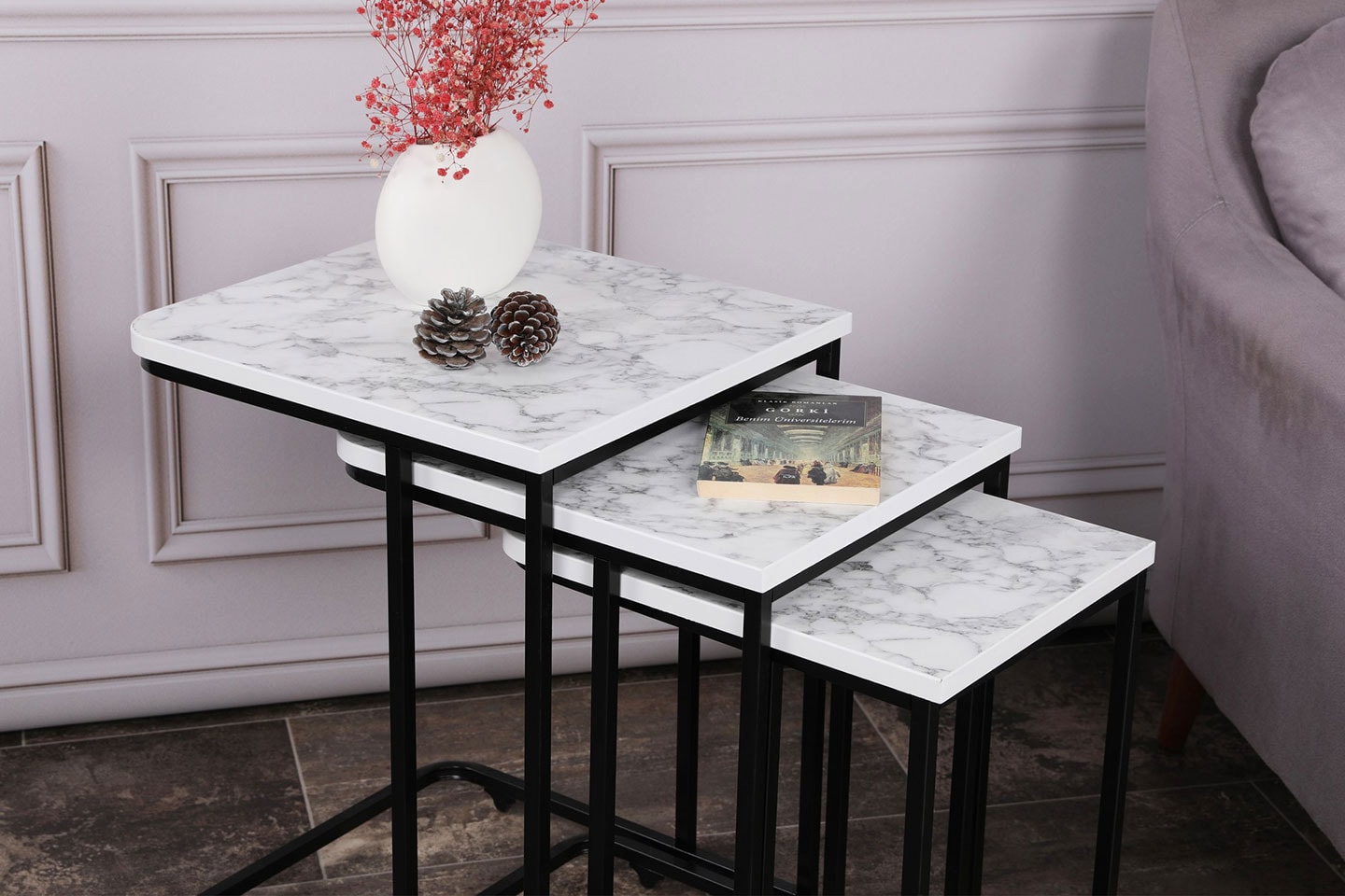 Satsbord med marmormönster 3 delar (4 av 5)