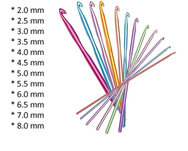 12-pack Heklenåler i forskjellige størrelser: 2mm - 8mm (1 av 6)