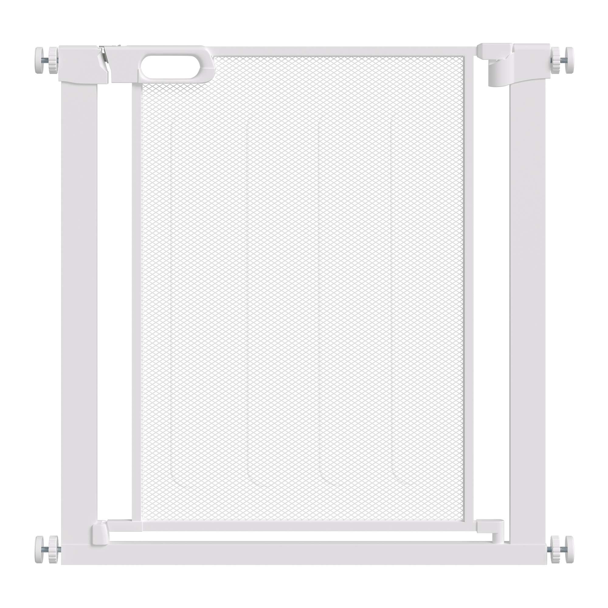 Justerbar hundgrind med självstängande funktion, stål och ABS, 75-82x76 cm, vit