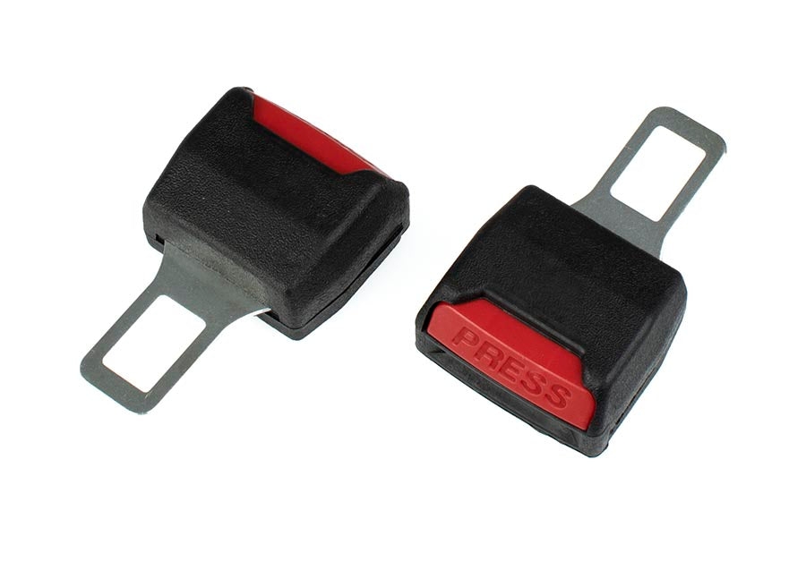 Bälteslås bil 2-pack svart plast, universell bältesklämma