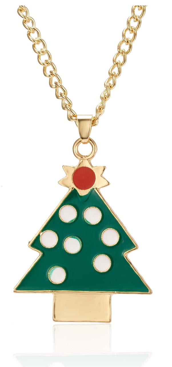 Product Image for Vackert roligt halsband med julgran kulor stjärna jul grön
