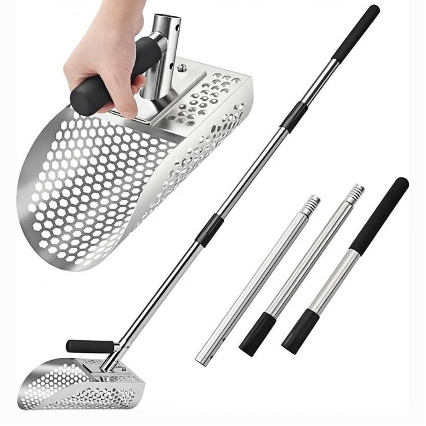 Siktspade för metalldetektering i sand och strandmiljö