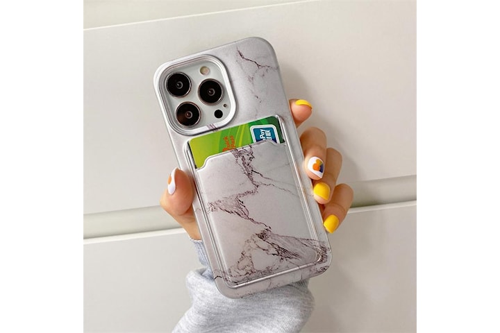 iPhone 13 Pro Max skal med fack för kort plånbok marmor galax