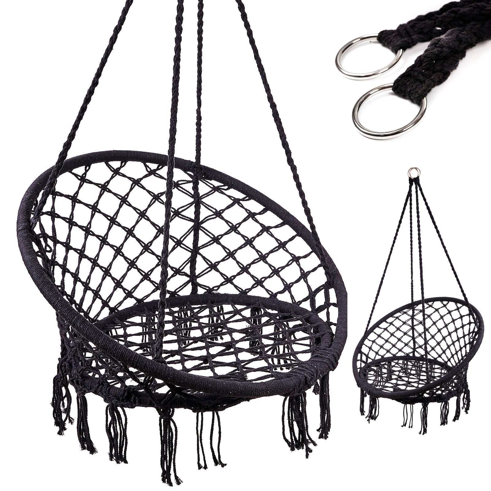 Hängfåtölj med metallram 150 kg svart 80 cm