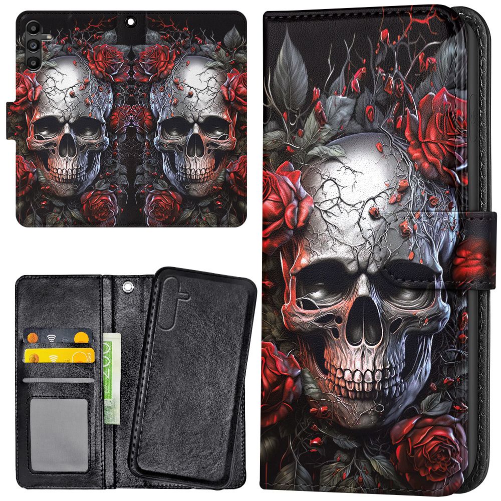 Plånboksfodral Skull Roses för Samsung Galaxy S25 FE