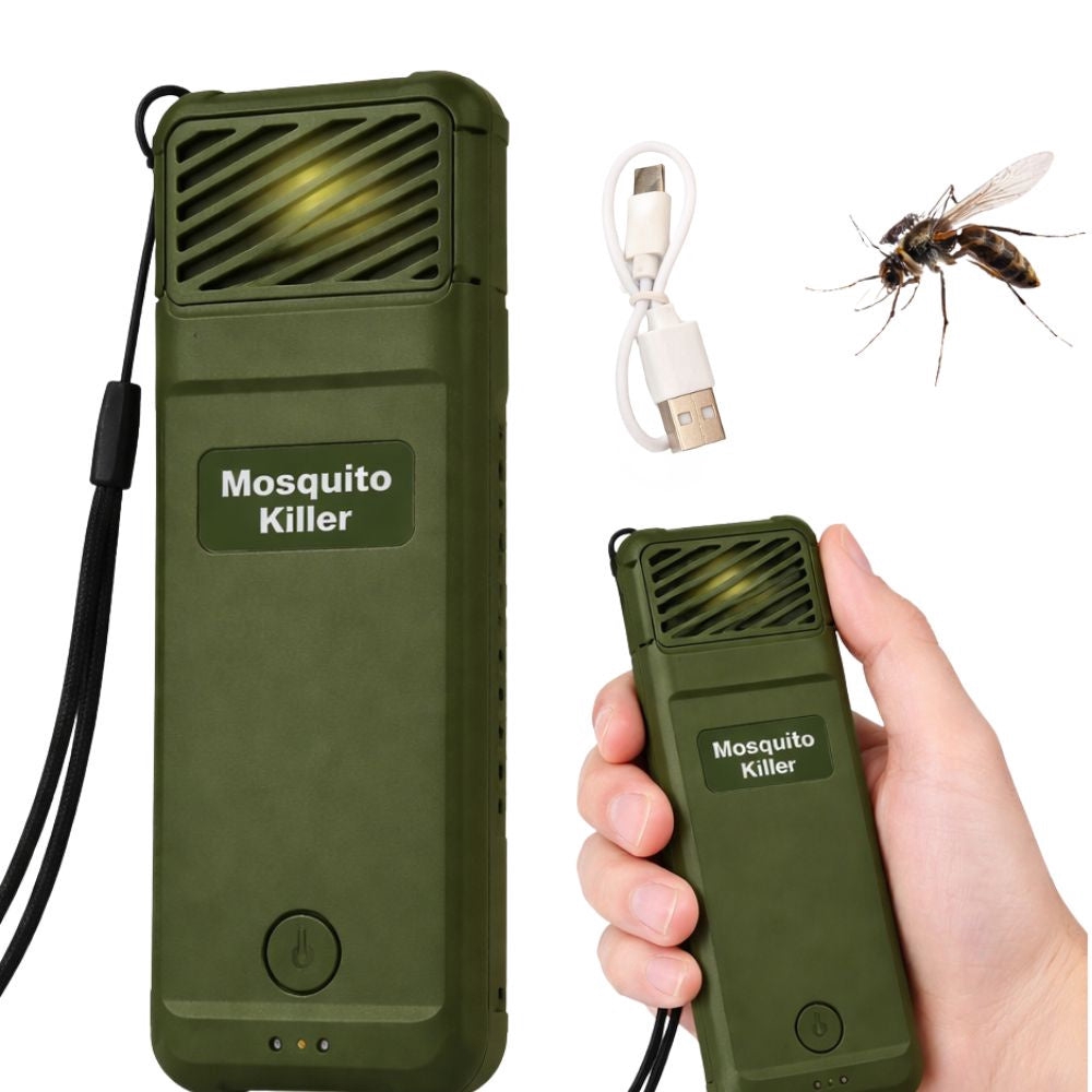 Myggavvisare USB-C med 6 refillpatroner, uppladdningsbar 14x5 cm