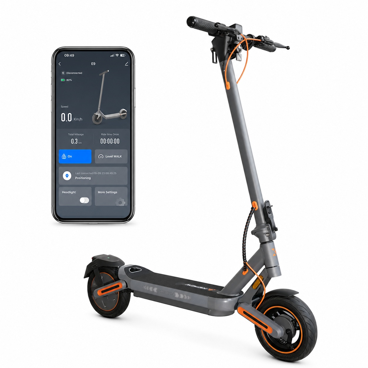 Elscooter Elkick E12 500W - 40km/h - Hopfällbar Elsparkcykel - 10 tum - Grå escooter ebike