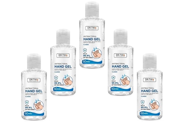 5-pack Antibakteriell Handgel Handsprit 60ml. Dödar 99.9% bakterier