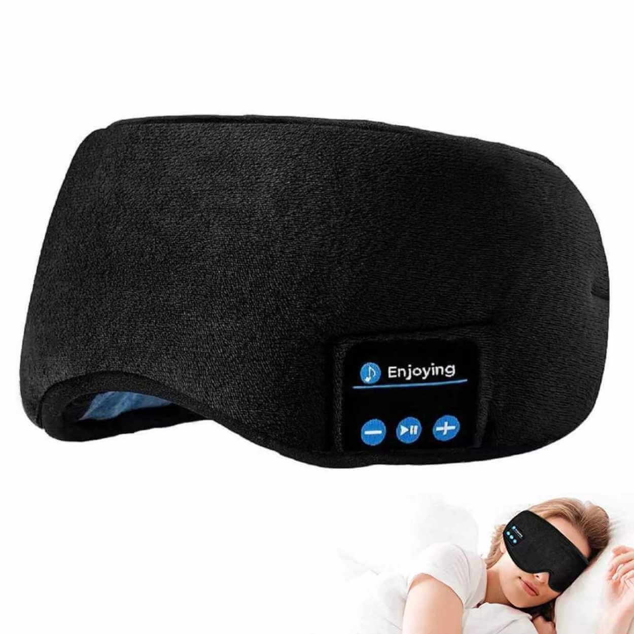 Myk Sovemaske med Bluetooth Hodetelefoner - Sovehodetelefoner Sort