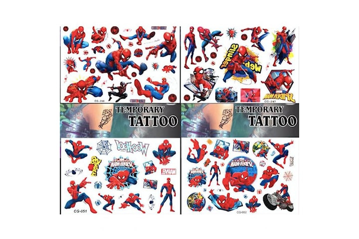 Spiderman tatueringar - 4 ark - Barn tatueringar - Avengers