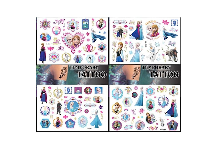 Frozen tatueringar - 4 ark - Barn tatueringar 