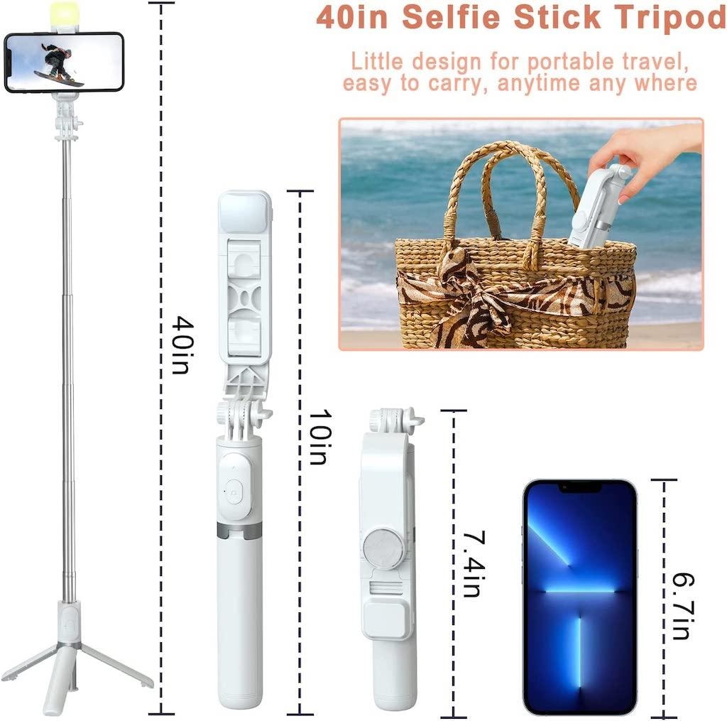 Trådløs Bluetooth Selfie Stick med lys (10 av 13)