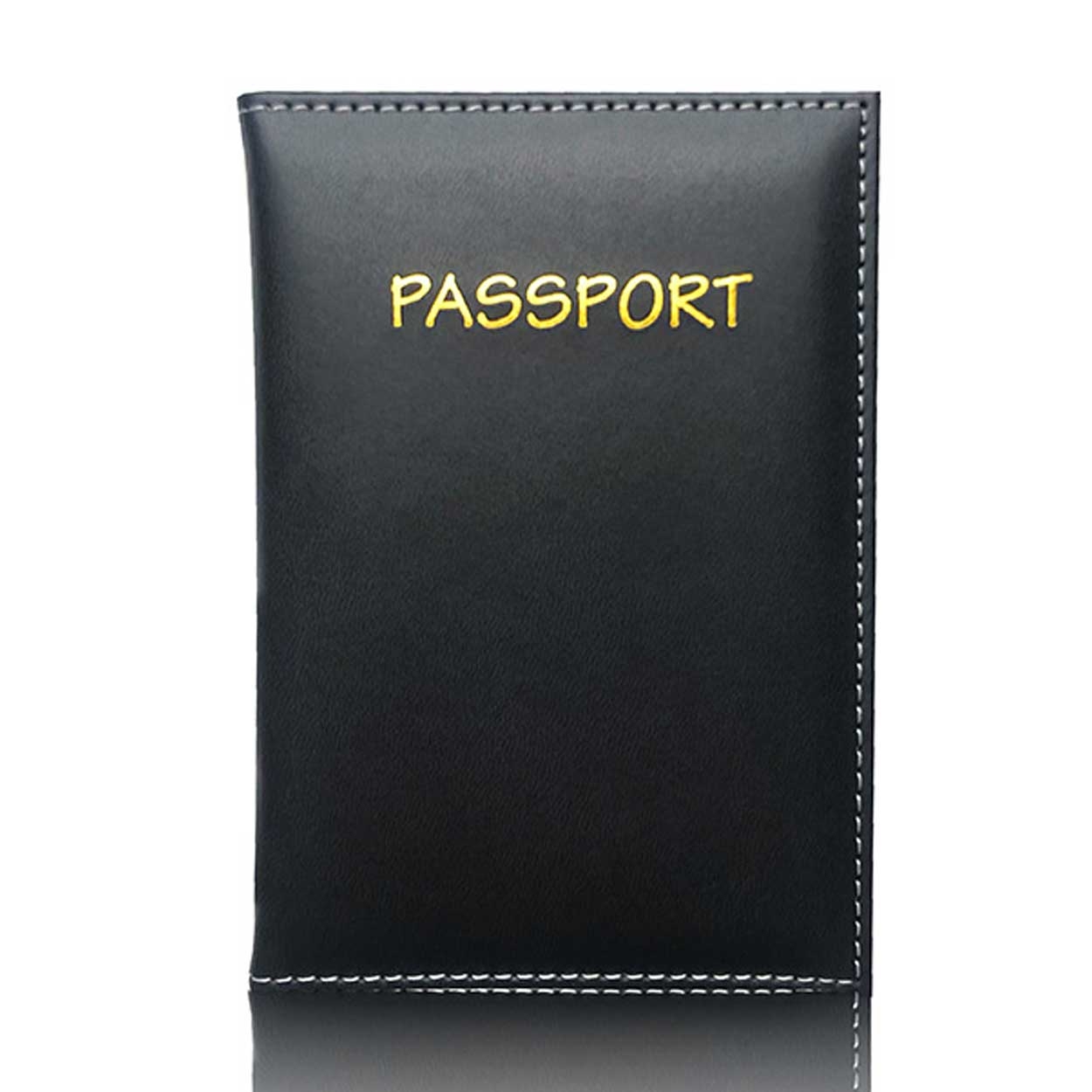 Passfodral Svart Skinn Läder Passhållare Konstläder