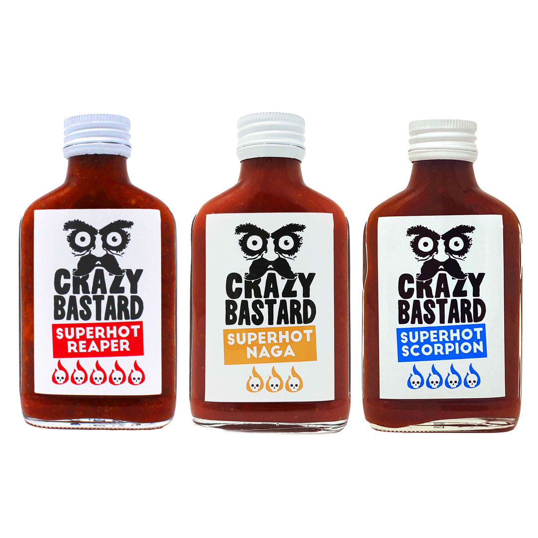 Product Image for Crazy Bastard Sauce - Superhot Set med tre såser