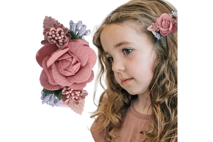 Vacker hårklämma för flickor med blommor rosor blad