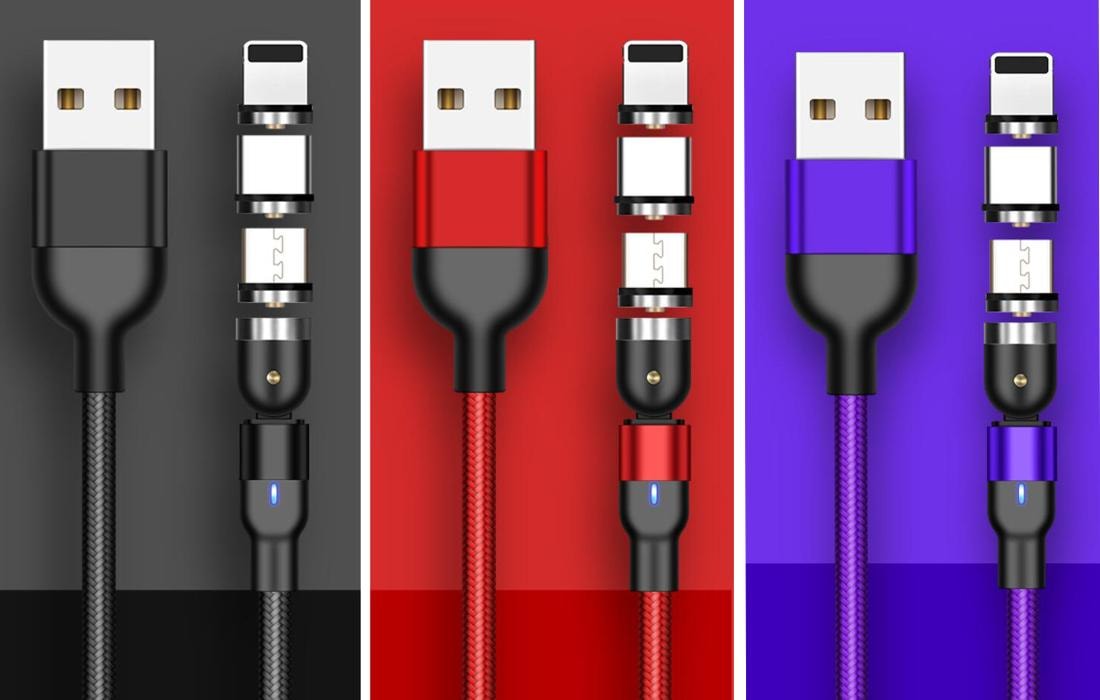 Magnetisk kabel, Lightning + Micro USB + USB-C, 3A (7 av 14)