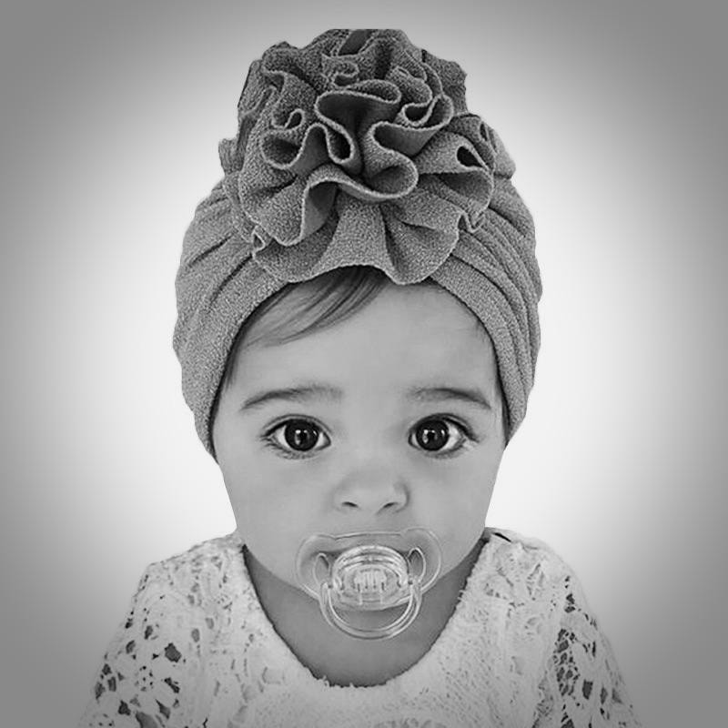 Søt turban med stor blomst flere farger stretchmateriale 0-4 år baby barn (3 av 6)