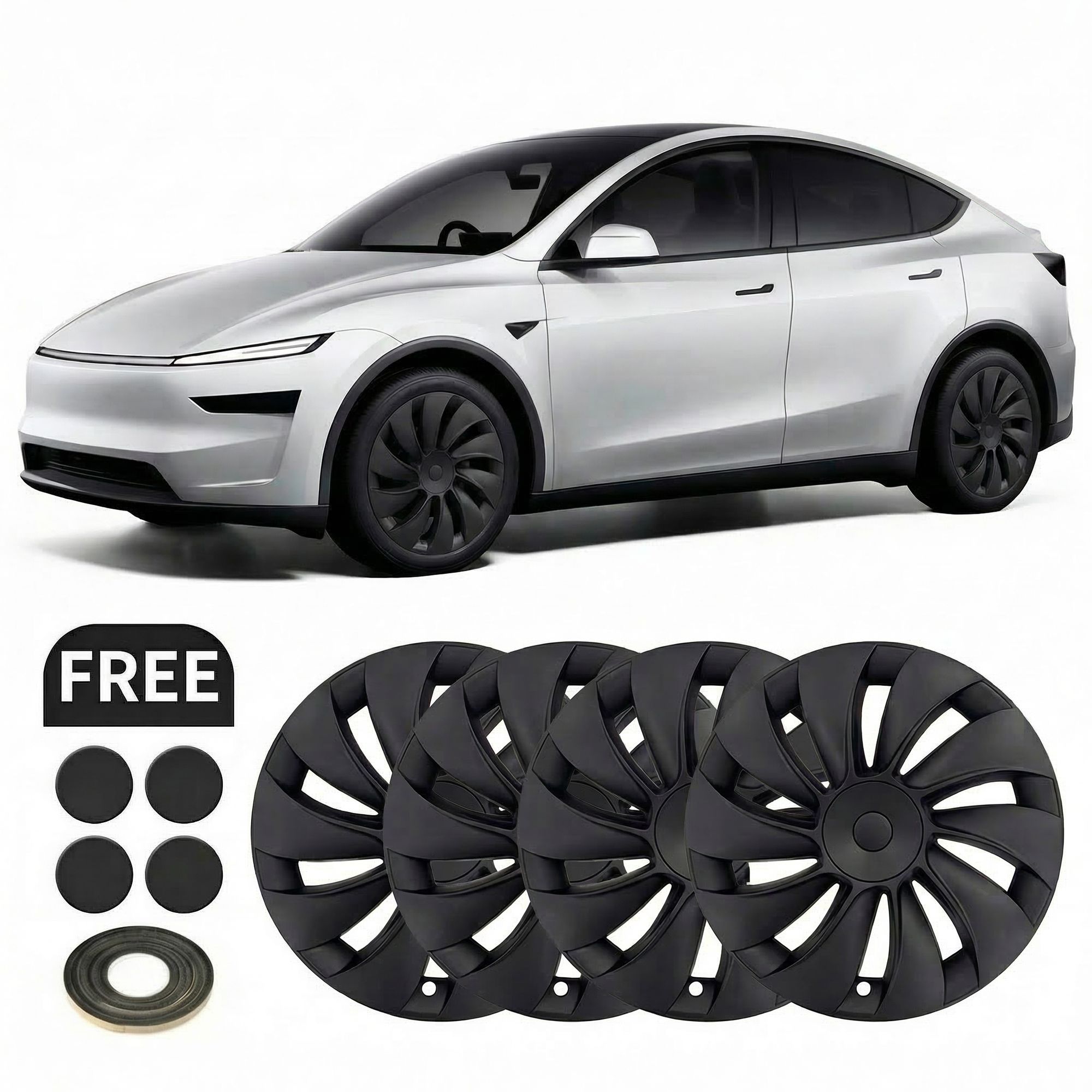 4-Pack Tesla Model Y Juniper 2025–2026 19" Navkapslar Fälgkåpor 4-Pack – Wheel Cover Hubcap