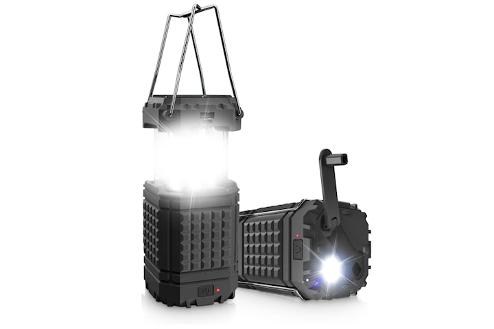 Solcellelampe med veiv og powerbank