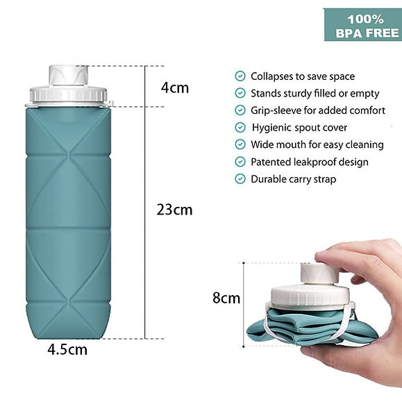 Sammenleggbar vannflaske i silikon 600ml (8 av 10)