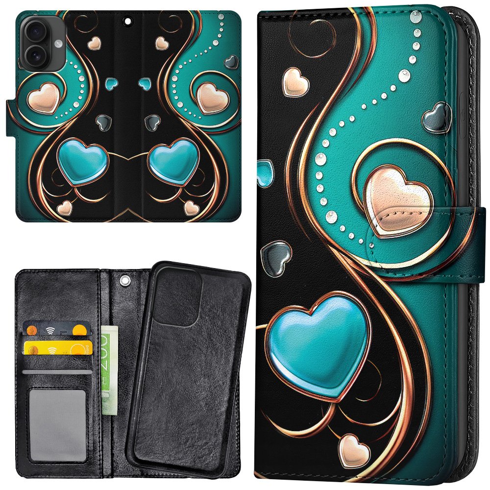 Lommebok Deksel Hjerter for iPhone 16