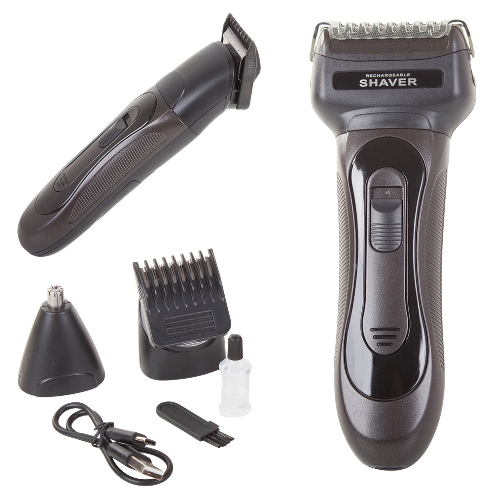 Oppladbar barbermaskin / trimmer / nesetrimmer - 3-i-1 alt-i-ett