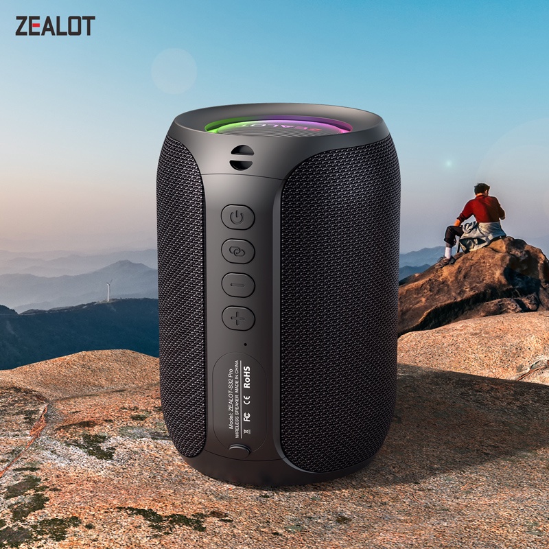 ZEALOT S32PRO Kraftfull Bluetooth-Högtalare med Trådlös Bas, LED-Ljus, Vattentålig Utomhushögtalare och Subwoofer