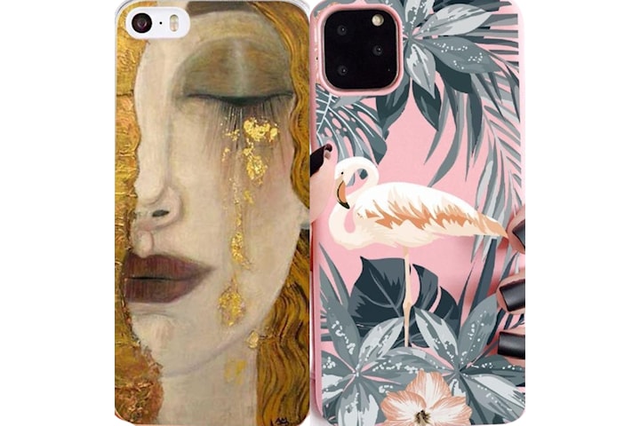 DEAL 2 for 1 beautiful shell with flamingo painting woman gold