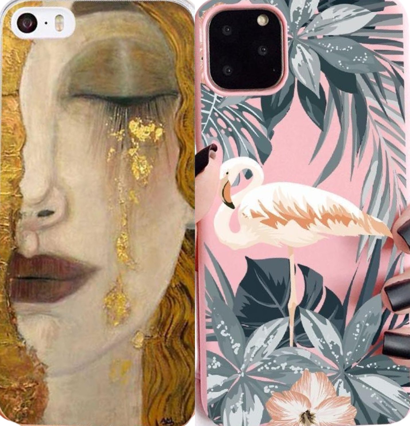 DEAL 2 for 1 beautiful shell with flamingo painting woman gold (1 av 3)