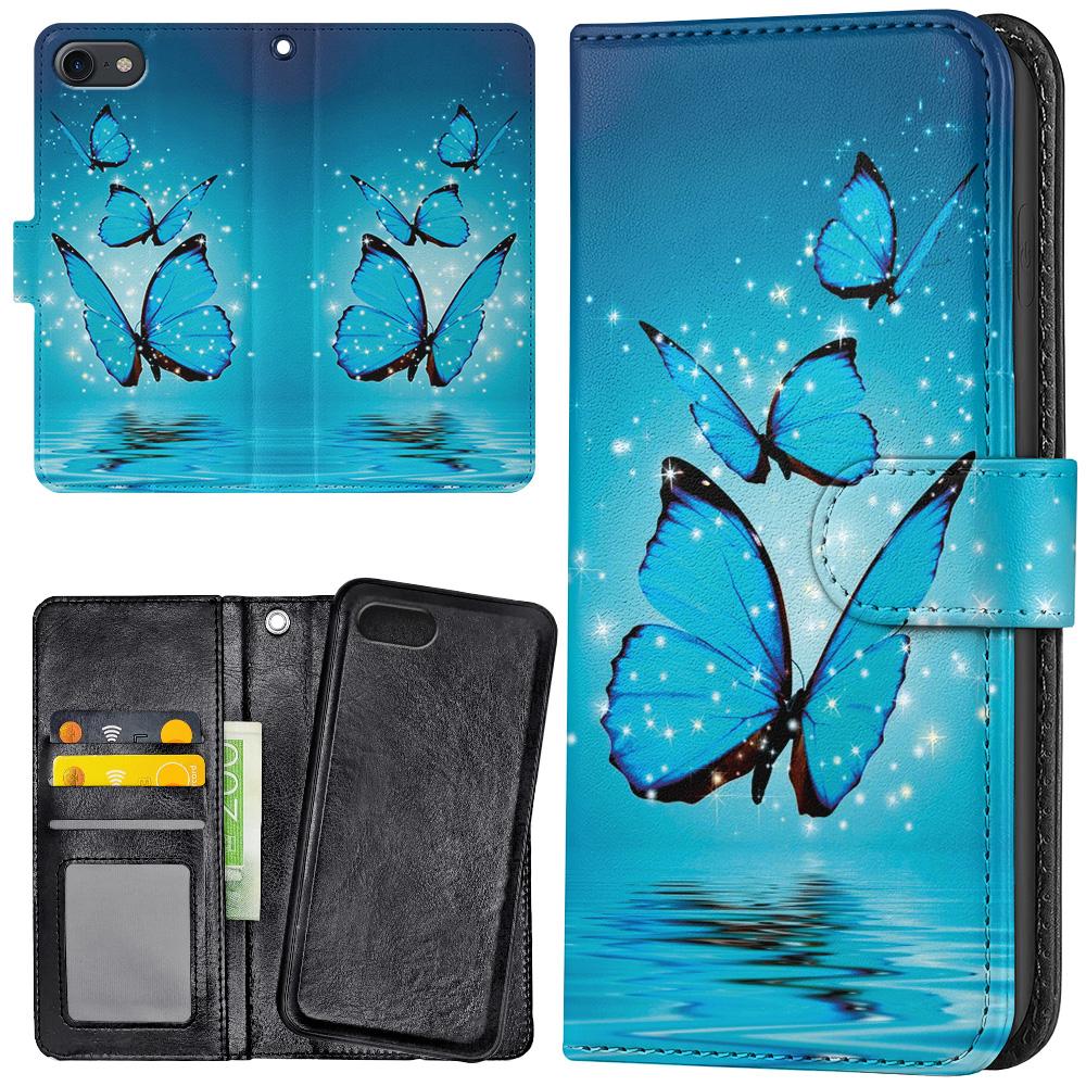 Plånboksfodral Glittrande Fjärilar för iPhone 7/8/SE