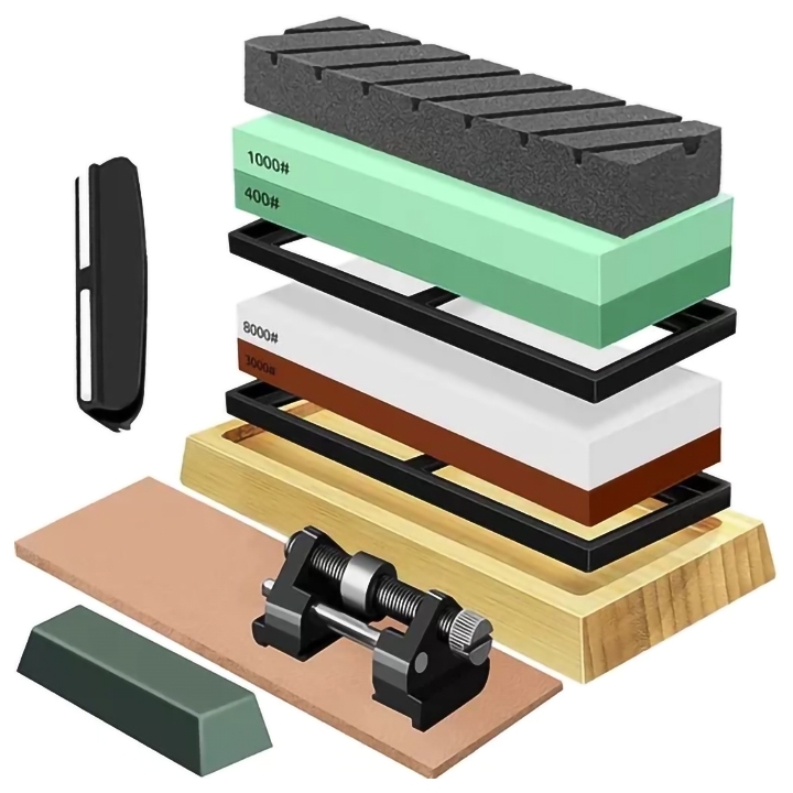 Slipestein kit for knivsliping med flere kornstørrelser