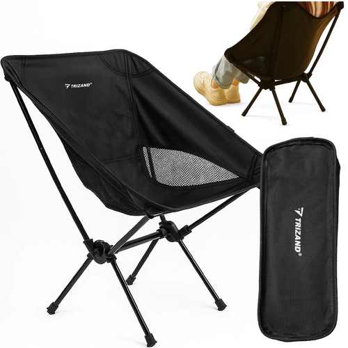 Fällstol campingstol svart 120 kg med transportväska, Oxford 600D
