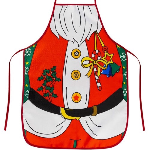 Julförkläde tomtedräkt-design polyester 92x51 cm flerfärgad