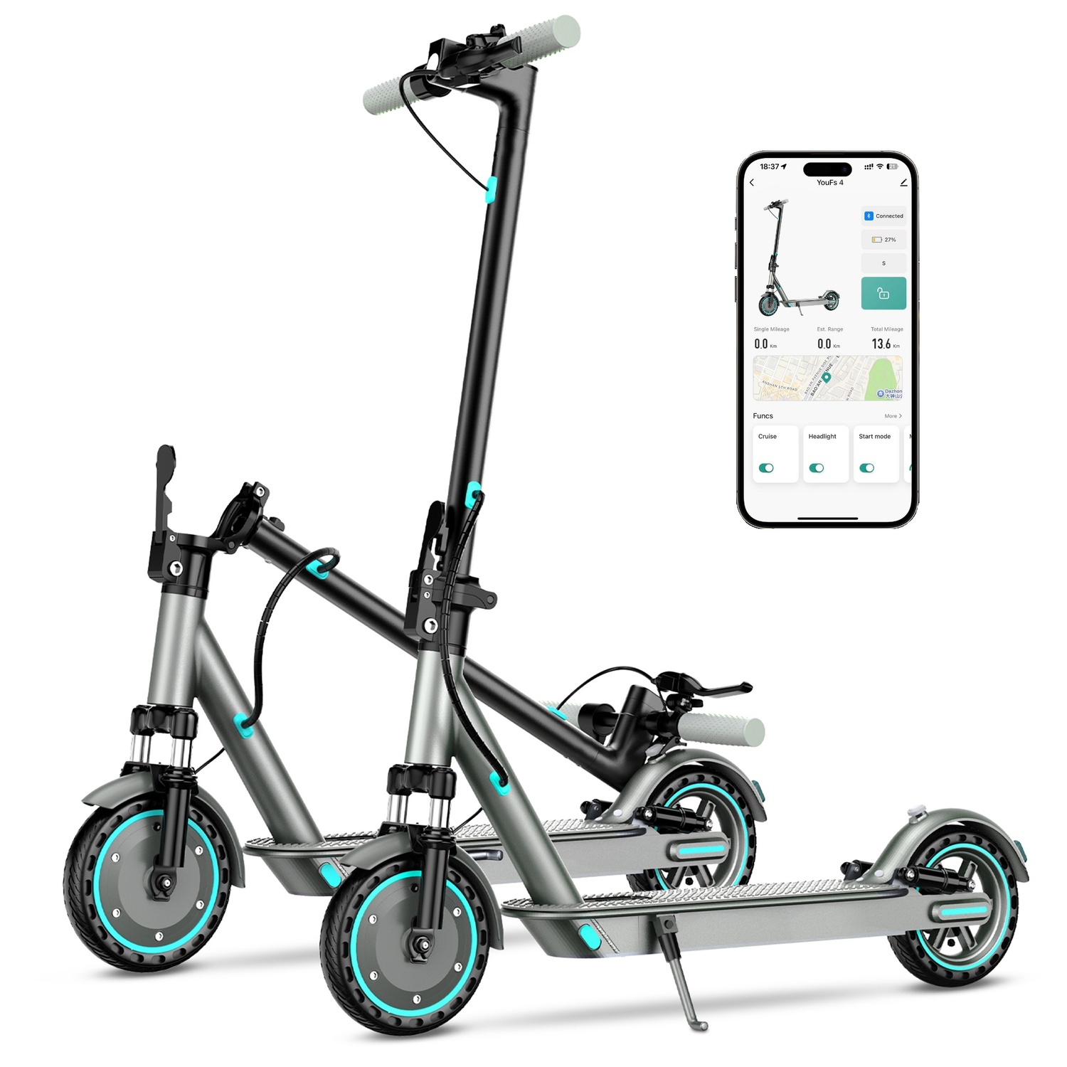 2025 - OOK-TEK V8 PLUS suspension KickScooter Elsparkcykel - 30km/h elcykel