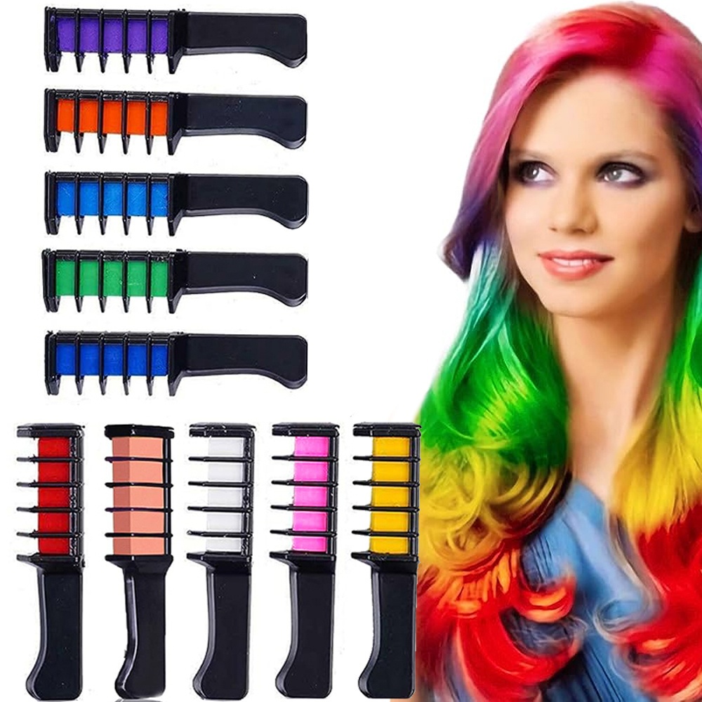 10-pack Chalk Comb / Hair Crayons - Midlertidig hårfarge